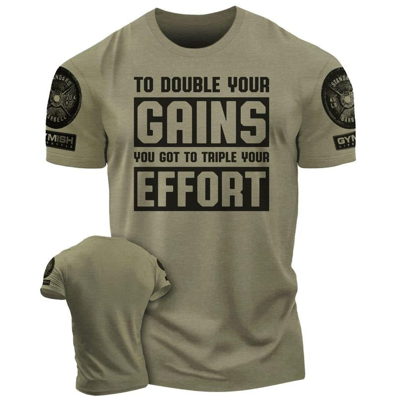 053. Double Your Gains Funny Motivational Workout Gym T-Shirt for Men Hoodie, Sweatshirt | UrbanDripWear.com