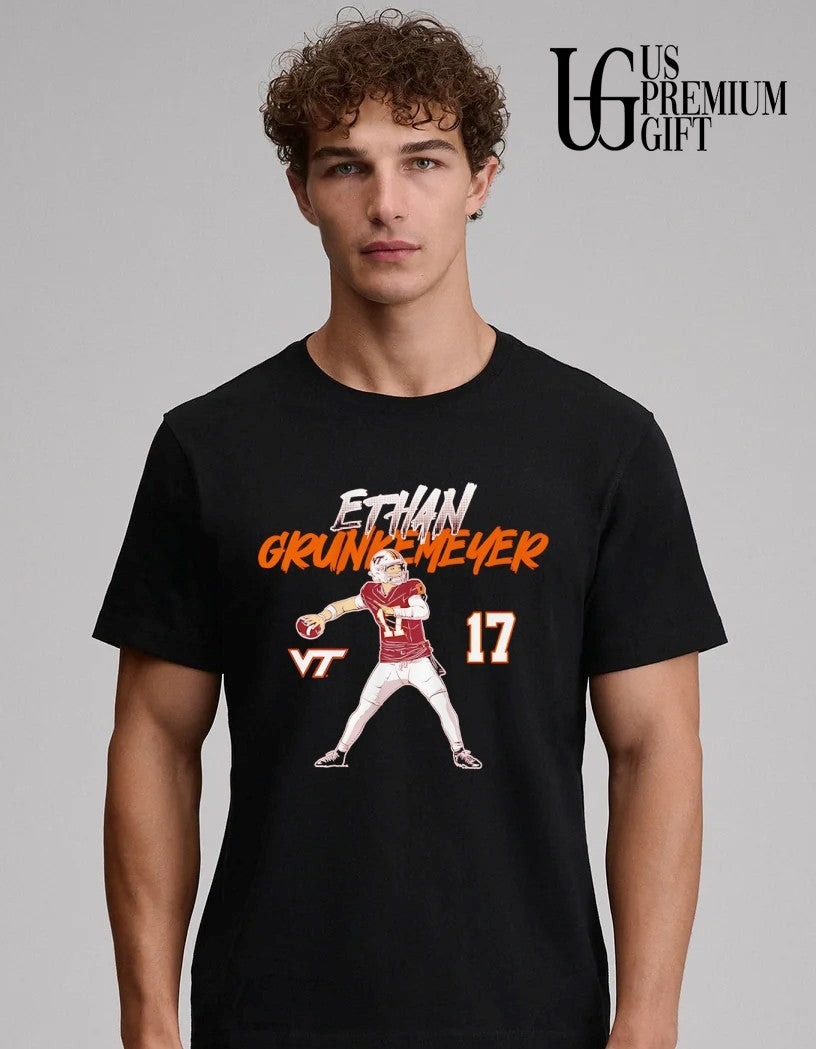 Ethan Grunkemeyer Virginia Tech Hokies Football 17 player signature shirt