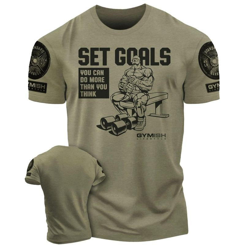 071. SET GOALS Funny Workout Gym T-Shirt for Men Hoodie, Sweatshirt | UrbanDripWear.com