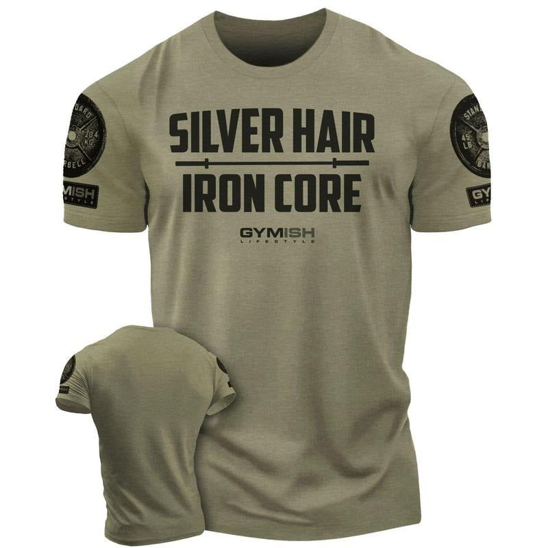 083. Silver Hair Iron Core Funny Workout Gym T-Shirts for Men Hoodie, Sweatshirt | UrbanDripWear.com