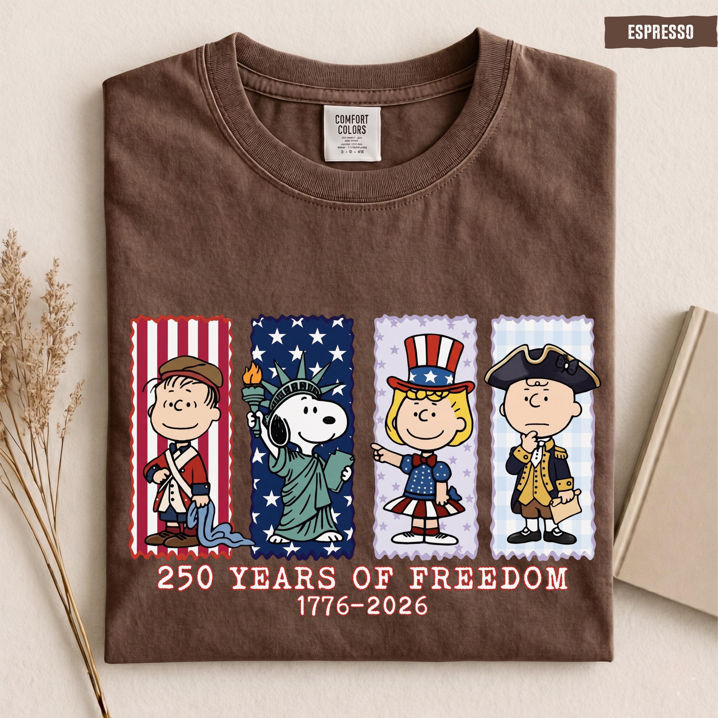 Comfort Colors America 250th Anniversary Patriotic Snoopy Tee Retro American Patriotic Fourth July (2)