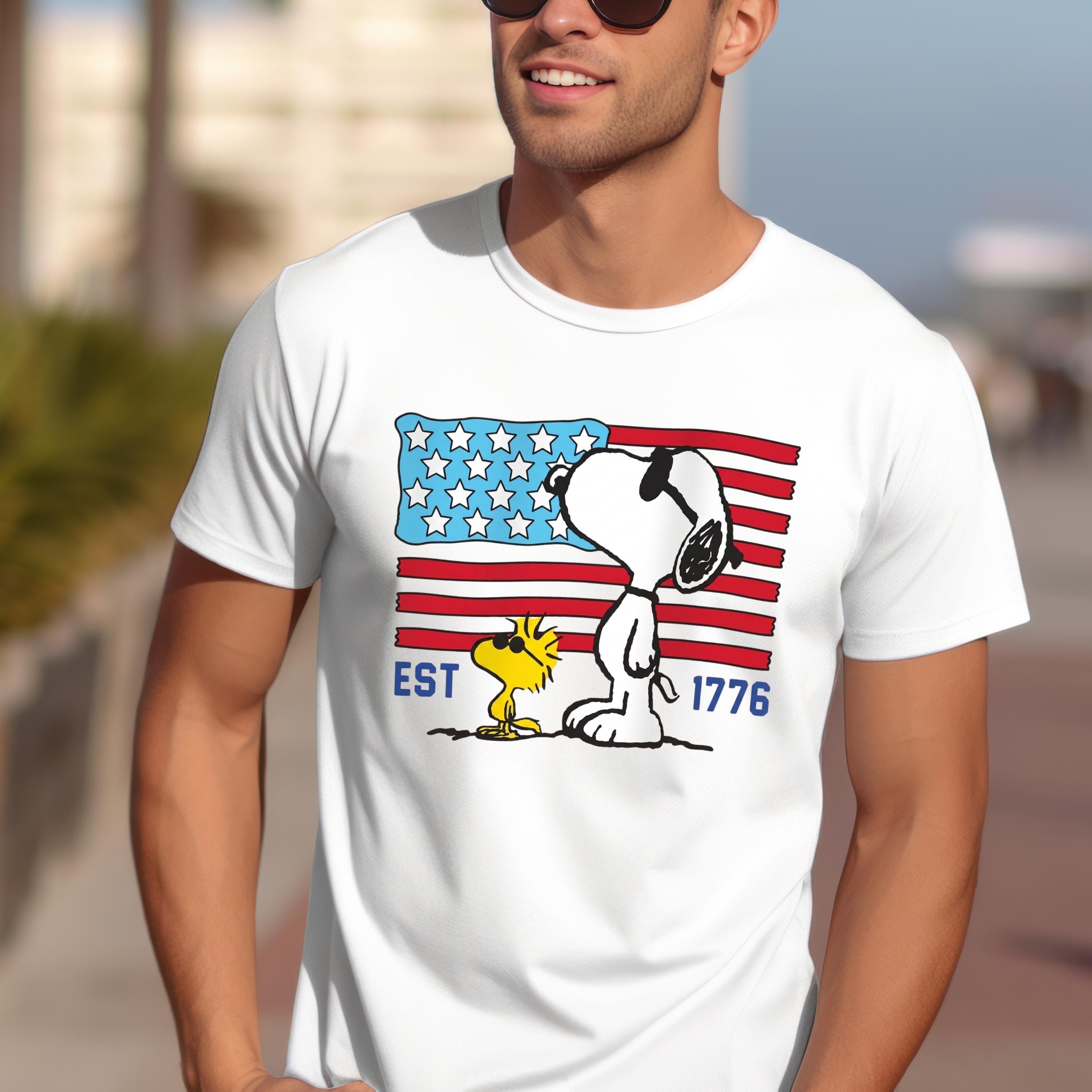 Comfort Colors America 250th Anniversary Patriotic Snoopy Tee 4th July Usa Flag Tee (2)