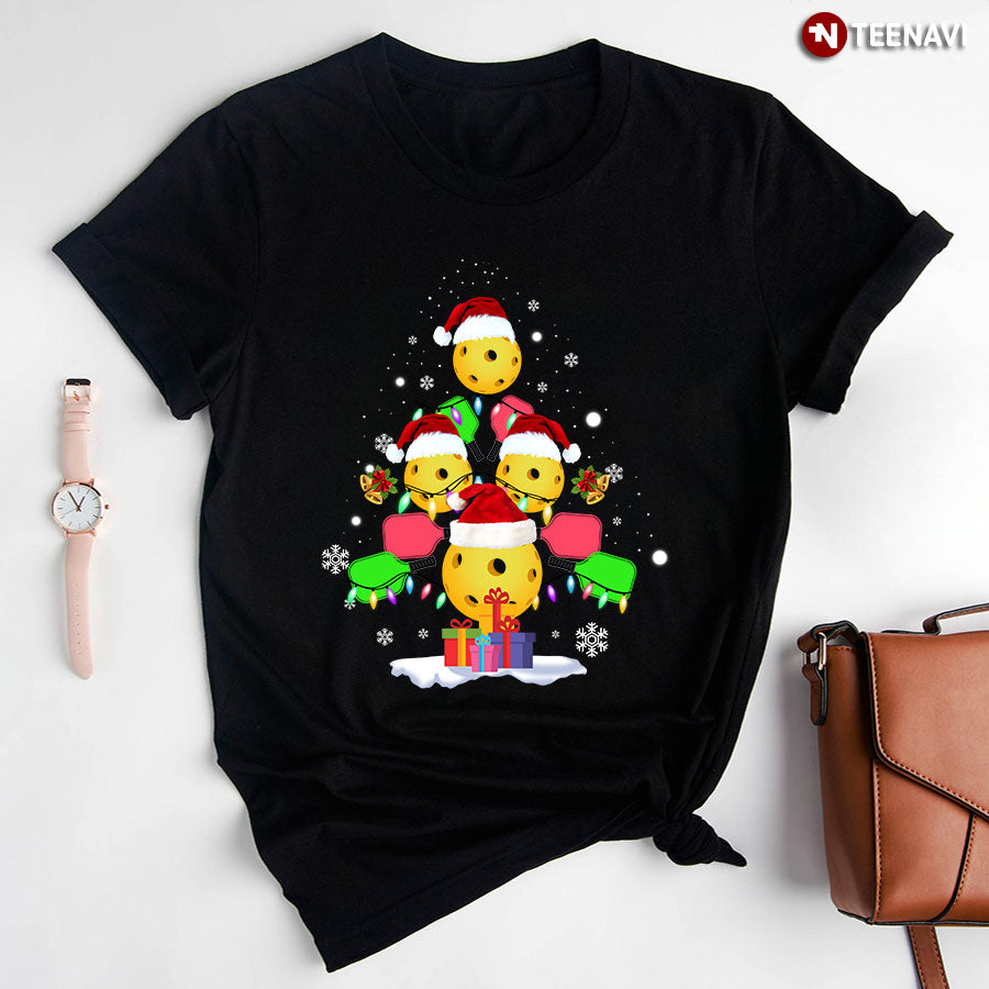 Pickleball Christmas Tree Ugly Sweater Santa Paddleball Lover T-Shirt