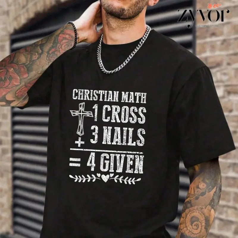 1 Cross 3 Nails 4 Given T-Shirt Casual Style Crew Neck Short Sleeve T-Shirt Tops Trendy for Unisex, Perfect Gift Hoodie,...