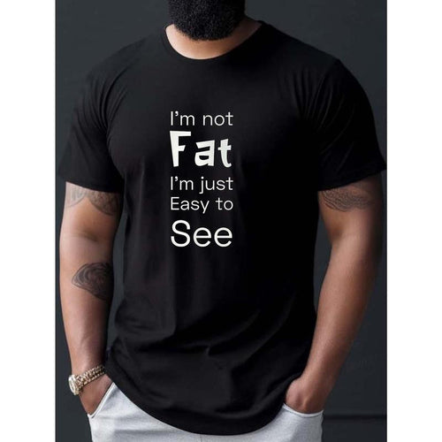 1 pc, 100% cotton T-shirt, I'm Not Fat Print Men's Casual Short Sleeve Crew Neck T-shirt, Summer Outdoor Made in USA...