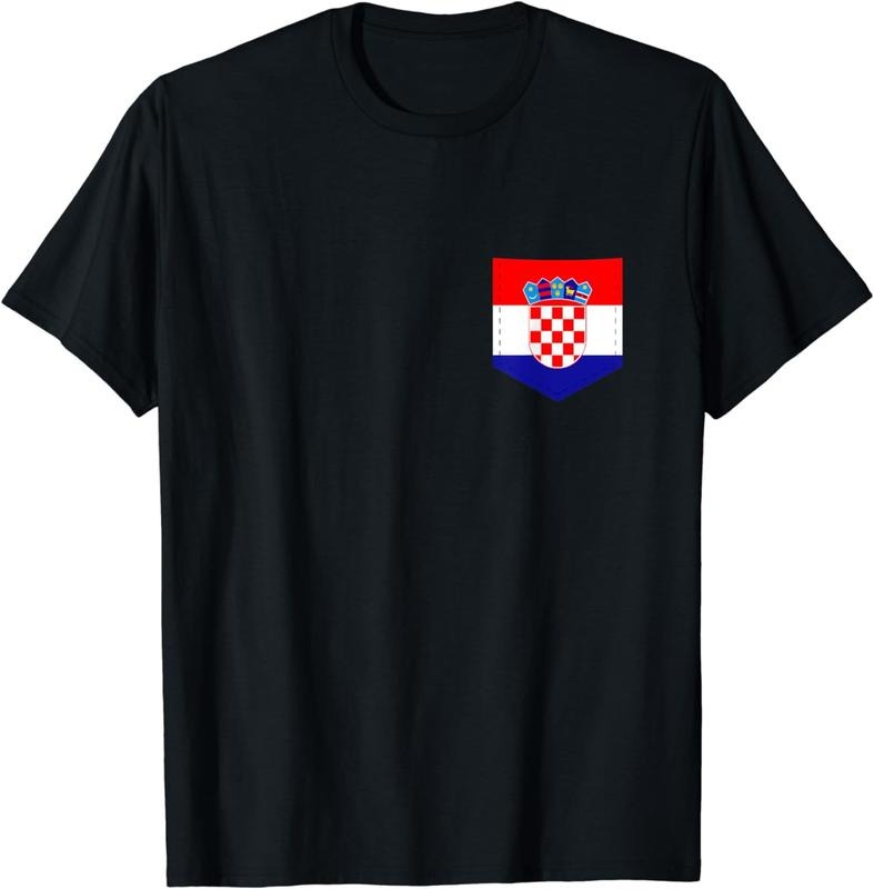 [100% Cotton] Croatia Flag T-Shirt with Printed Croatian Flag Pocket Hoodie, Sweatshirt | UrbanDripWear.com