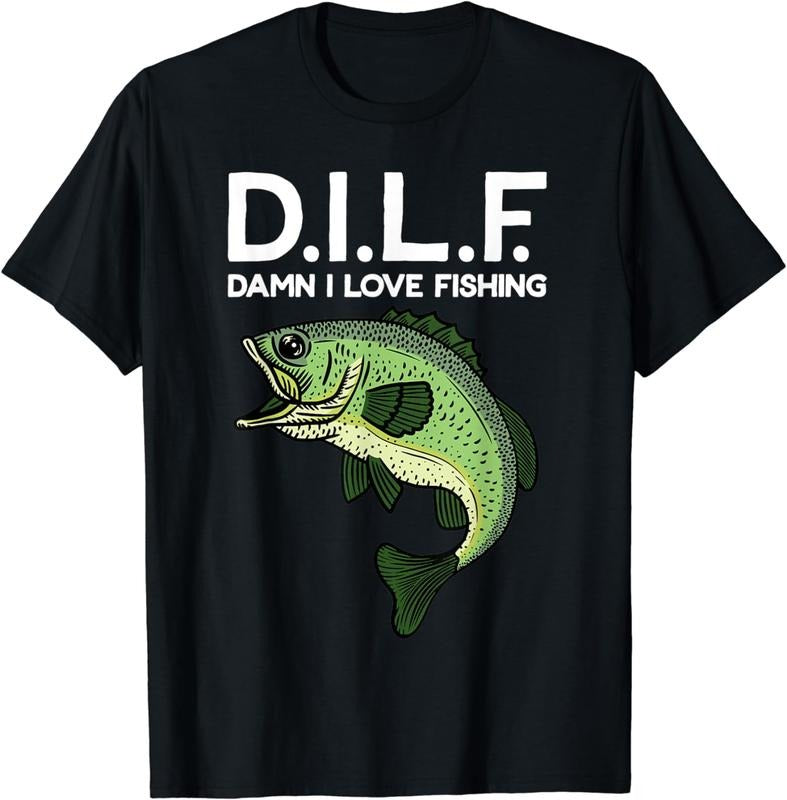 [100% Cotton] D.I.L.F Damn I love Fishing T-Shirt Hoodie, Sweatshirt | UrbanDripWear.com