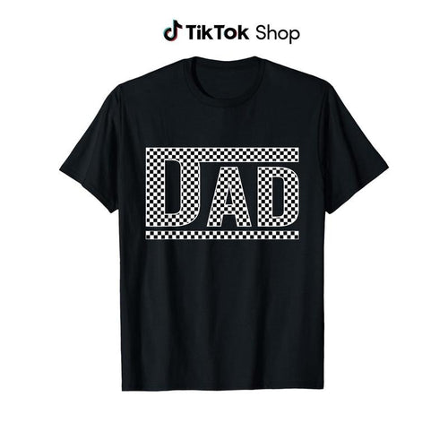 100% Cotton 'DAD' Checkered Print T-Shirt