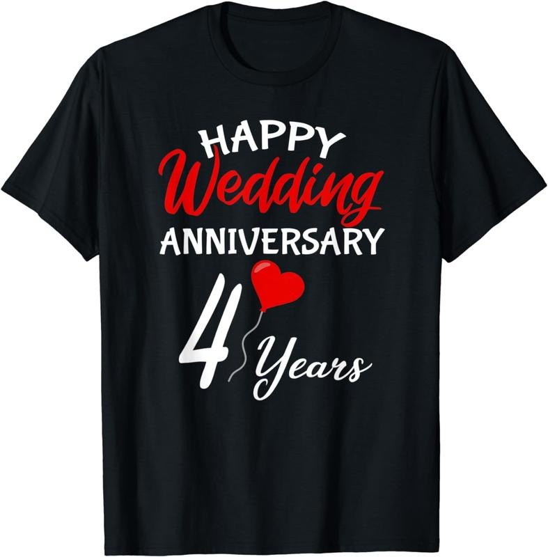 [100% Cotton] Happy 4th Wedding Anniversary Heart Love Him Her Couple T-Shirt Hoodie, Sweatshirt | UrbanDripWear.com
