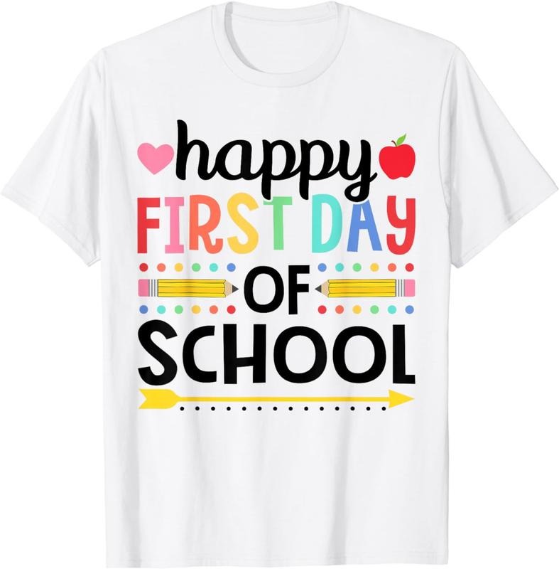 [100% Cotton] Happy First Day Of School Teachers Students Back To School T-Shirt Hoodie, Sweatshirt | UrbanDripWear.com