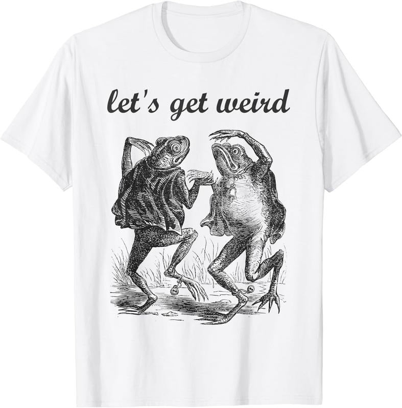[100% Cotton] Let's Get Weird Dancing Frogs Drugs Fairy Tale Strange Dream T-Shirt Hoodie, Sweatshirt | UrbanDripWear.com