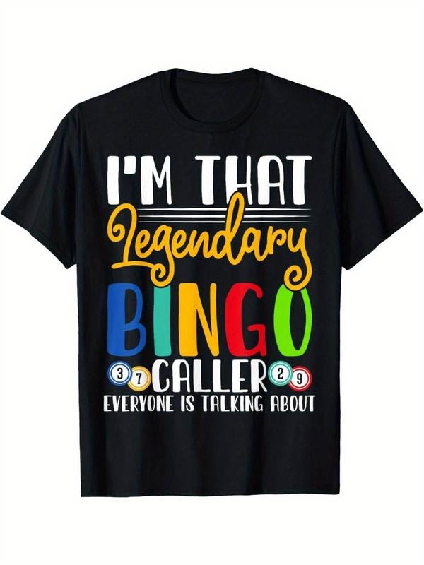 [100% Cotton] Men's Black Cotton Tee - Legendary Bingo Caller Fun Quote T-Shirt for Game Night Enthusiasts and Humor...