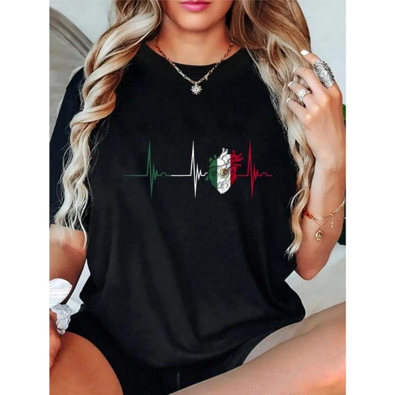 100% Cotton  Mexico Heart Mexico Flag Heartbeat EKG Pulse Mexican Pride T-Shirt Hoodie, Sweatshirt | UrbanDripWear.com