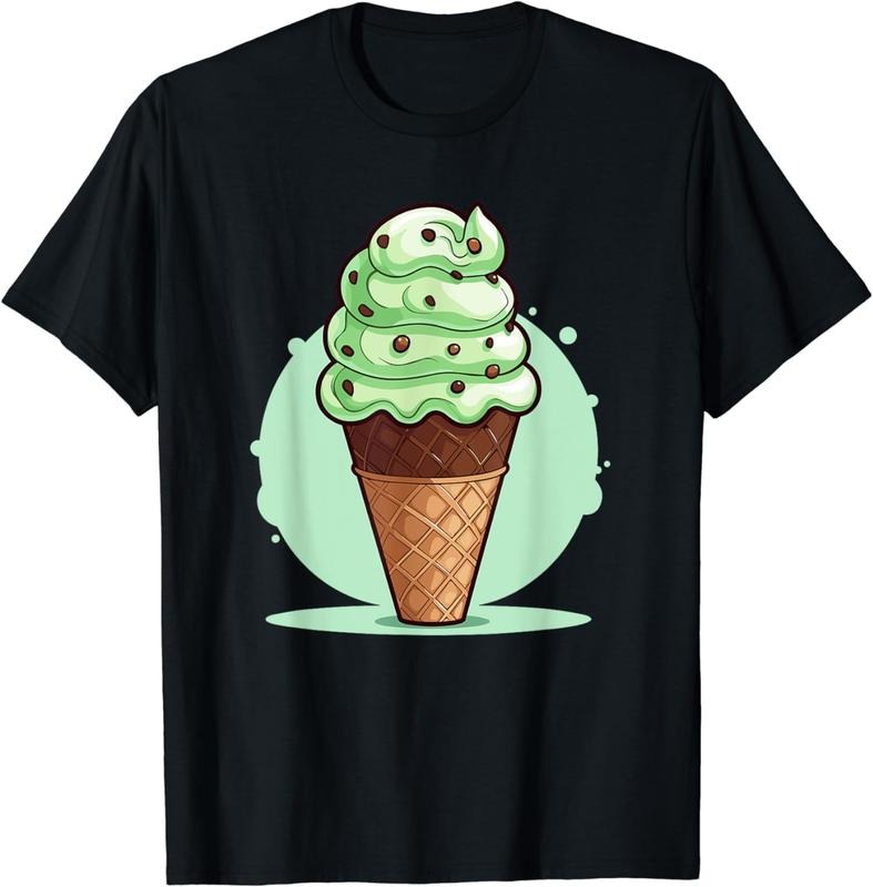 [100% Cotton] Mint Chocolate Chip Ice Cream Cone T-Shirt Hoodie, Sweatshirt | UrbanDripWear.com