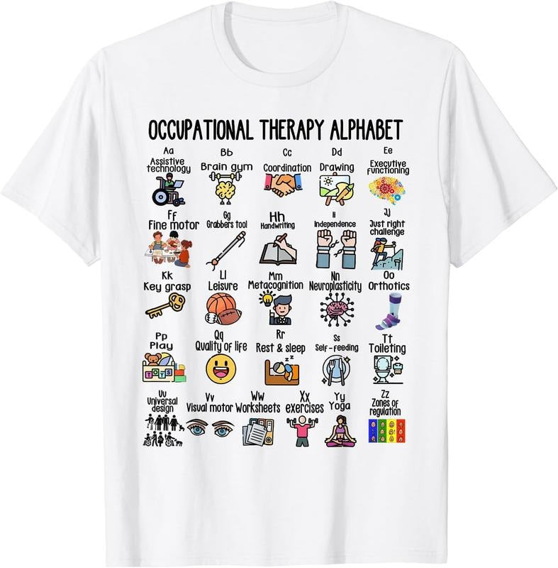 [100% Cotton] Occupational Therapy Alphabet OT Therapist Teacher Assistant T-Shirt White Hoodie, Sweatshirt