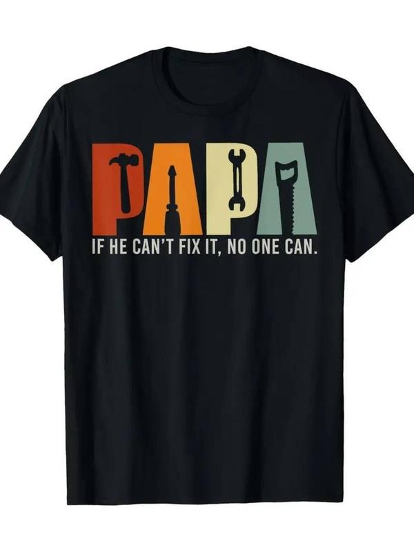 [100% Cotton] Papa If He Can't Fix It No One Can, Papa Tools Father's Day Men's Cotton Short Sleeve Casual Round Neck Top...