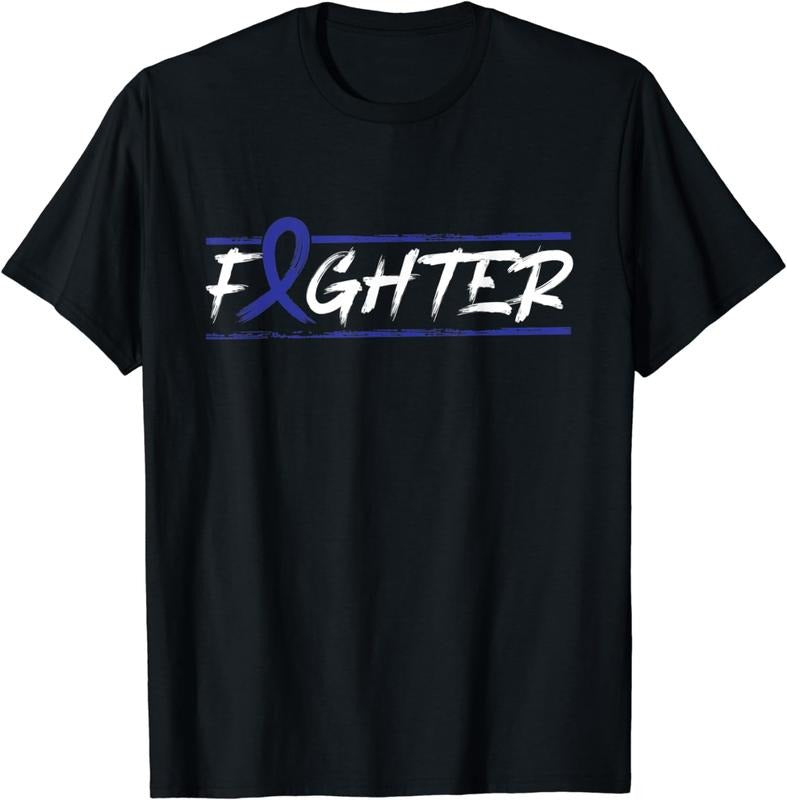 [100% Cotton] Rectal Cancer Fighter T Shirt - Blue Ribbon Awareness T-Shirt Hoodie, Sweatshirt | UrbanDripWear.com