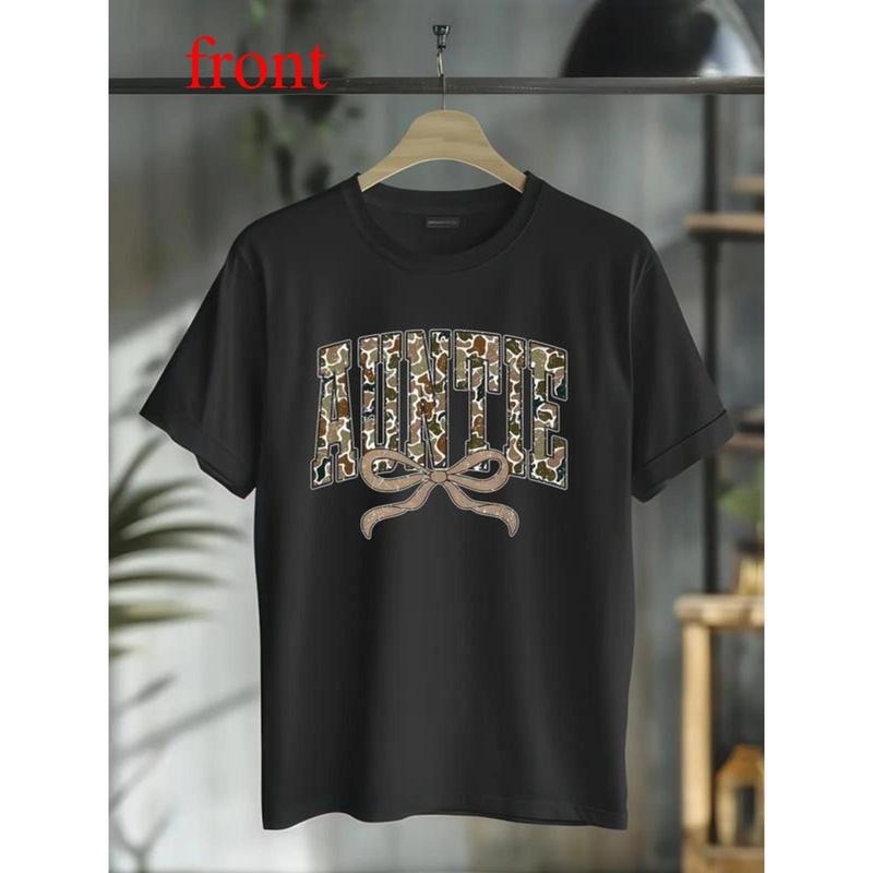 [100% Cotton] Retro Camo Auntie Coquette Bow Camouflage Auntie New Aunt T-Shirt Hoodie, Sweatshirt | UrbanDripWear.com