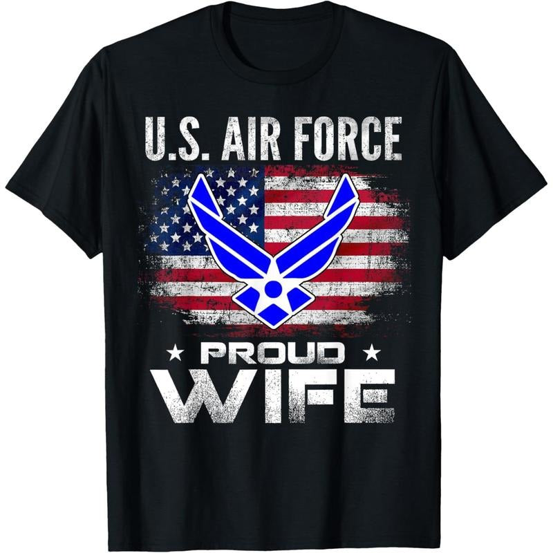 [100% Cotton] U.S Air Force Proud Wife With American Flag Gift Veteran T-Shirt Hoodie, Sweatshirt | UrbanDripWear.com
