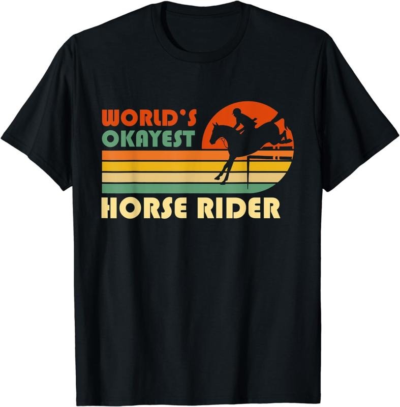 [100% Cotton] World's Okayest Horse Rider - Funny Retro Equestrian Sport T-Shirt Hoodie, Sweatshirt | UrbanDripWear.com