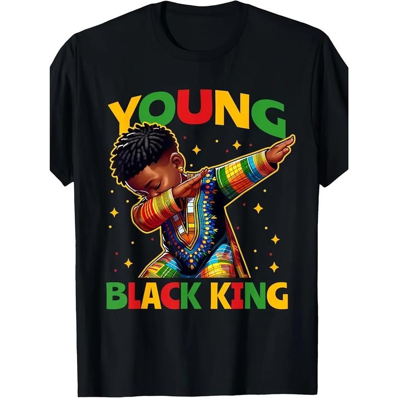 100% Cotton 'Young Black King' Youth Celebration T-Shirt - Vibrant African Pride and Black History Month Design, Crew...