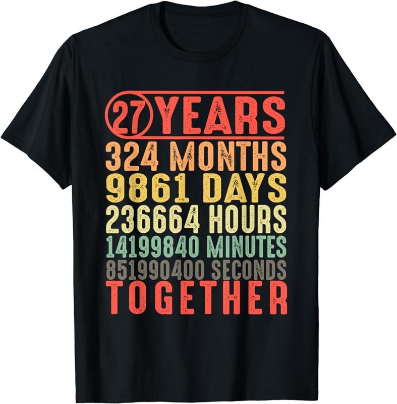 [100% Cotton]27th Wedding Anniversary for Couple Parents Husband Wife T-Shirt Hoodie, Sweatshirt | UrbanDripWear.com