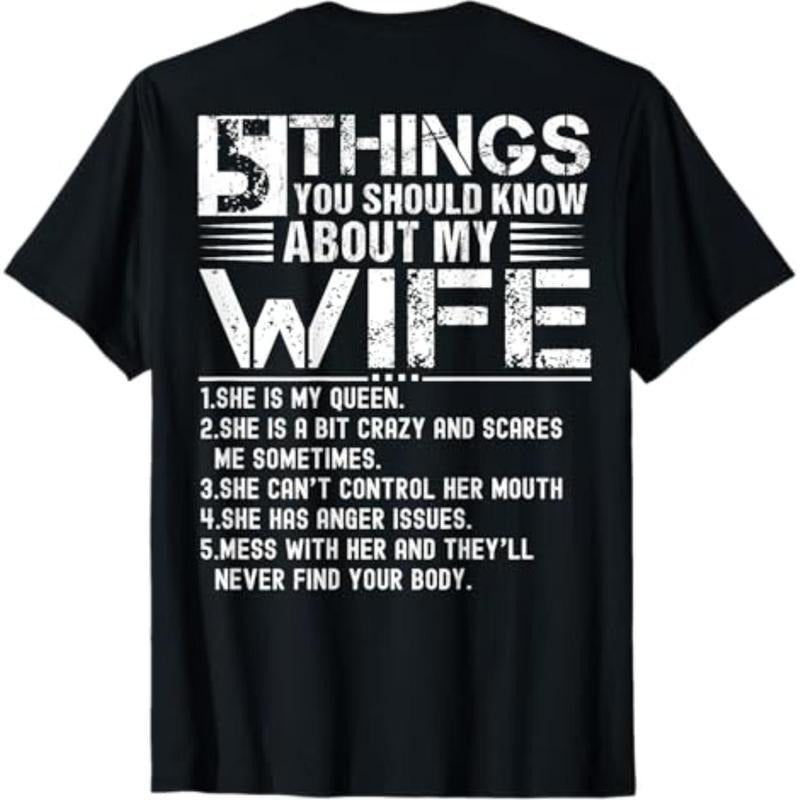 100% Cotton 5 Things You Should Know About My Wife (On Back) husband T-Shirt Hoodie, Sweatshirt | UrbanDripWear.com