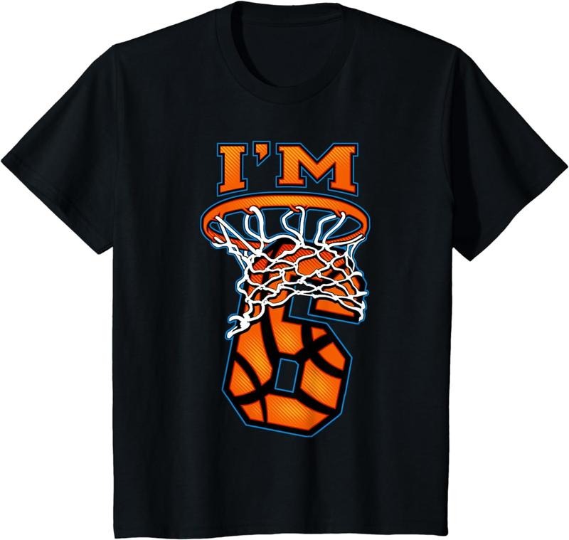 [100% Cotton]6th Birthday Basketball T-Shirt I'm 6 Boy Girl 6th Birthday Hoodie, Sweatshirt | UrbanDripWear.com