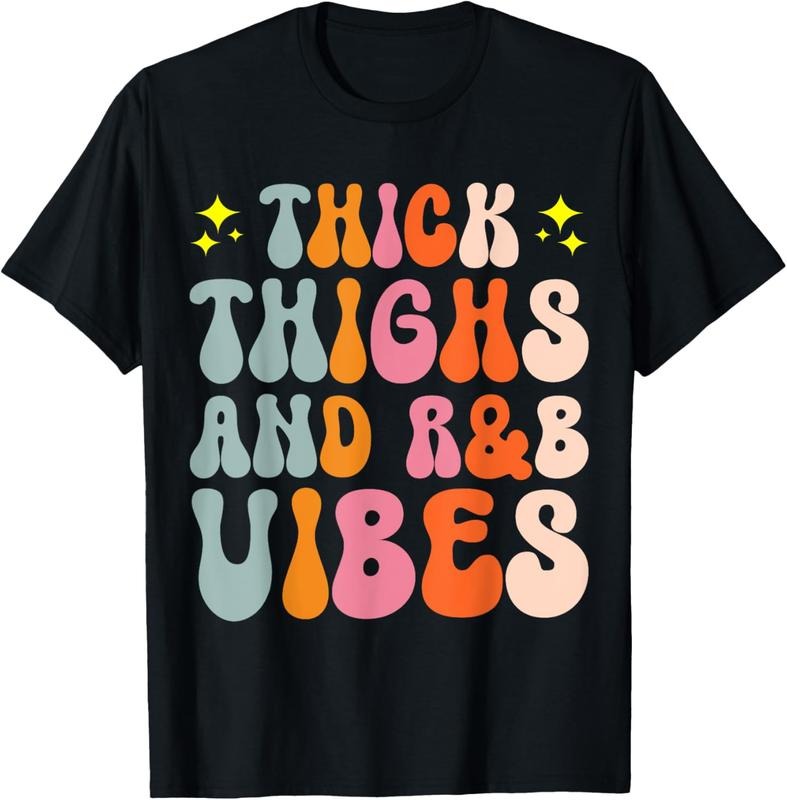100% Cotton 90's R&B Girl RnB R And B Body Positivity Thick Thighs R&B Vibes T-Shirt Round Neck Short Sleeve T-Shirt...