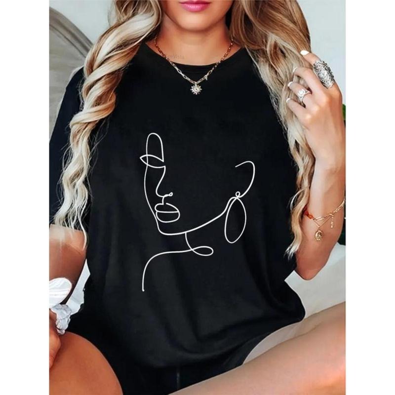 100% Cotton Aesthetic Line Art Woman Abstract Fashion Minimalist Drawing T-Shirt Hoodie, Sweatshirt | UrbanDripWear.com
