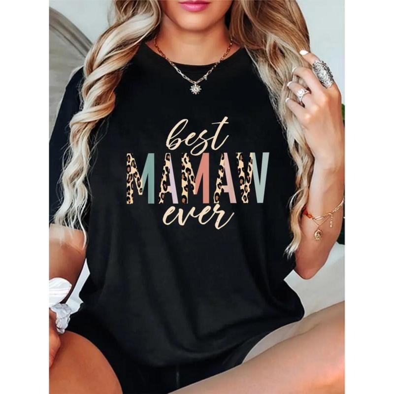 100% Cotton Best Mamaw Ever Gifts Leopard Print Mothers Day T-Shirt Casual Short Sleeve Shirt Hoodie, Sweatshirt