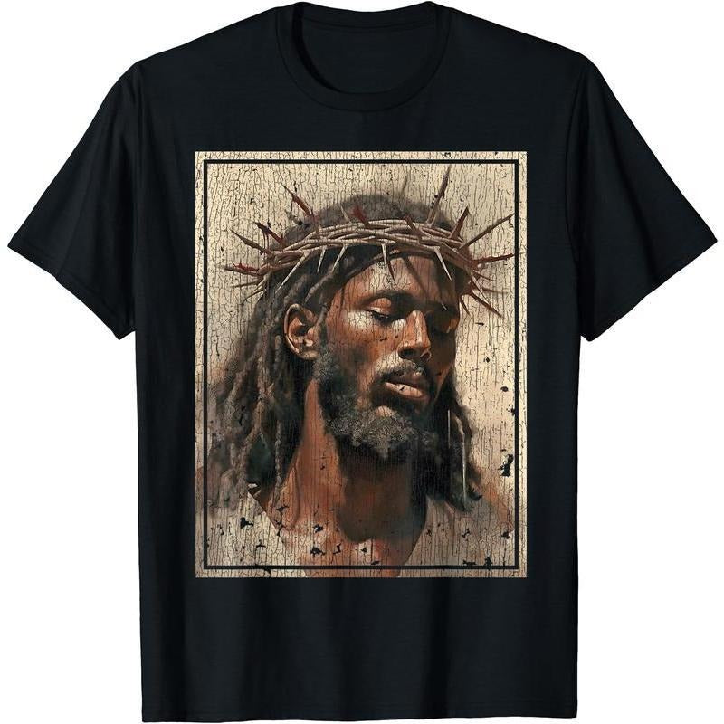 100% Cotton Black Jesus Shirt Face Of Jesus Cross With Crown Of Thorns TShirt Tee Hoodie, Sweatshirt | UrbanDripWear.com