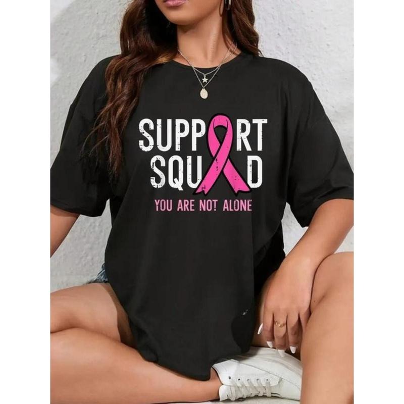 100% Cotton Breast Cancer Ribbon Support Squad Awareness Men Women T-Shirt Hoodie, Sweatshirt | UrbanDripWear.com