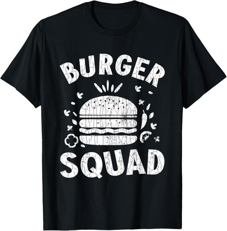 100% Cotton Burger Squad Funny Hamburger Cheeseburger Graphic T-Shirt Hoodie, Sweatshirt | UrbanDripWear.com