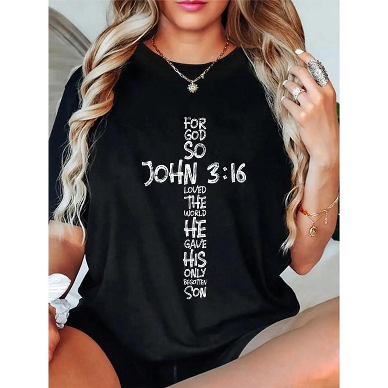100% Cotton Casual Tshirt John 3:16 Christian Cross Religious Bible Verse Gifts T-Shirt Hoodie, Sweatshirt
