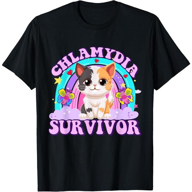 100% Cotton Chlamydia Survivor Cat Meme Funny Shirts for Men Adult Humor T-Shirt Hoodie, Sweatshirt | UrbanDripWear.com