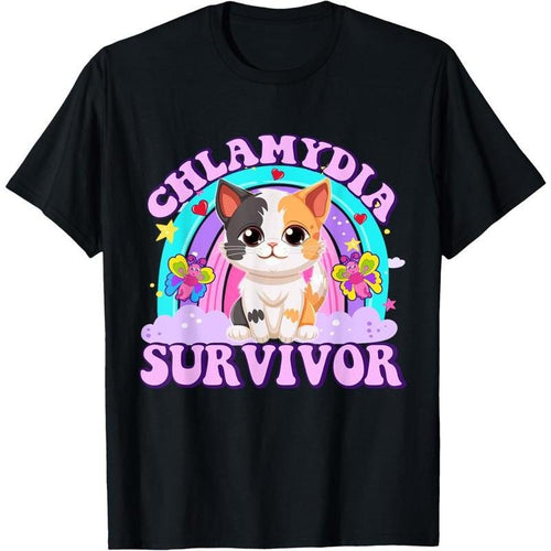 100% Cotton Chlamydia Survivor Cat Meme Funny Shirts for Men Adult Humor T-Shirt Hoodie, Sweatshirt | UrbanDripWear.com