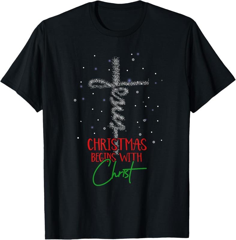 100% Cotton Christmas Begins With Christ Snowman Christian Religious T-Shirt Hoodie, Sweatshirt | UrbanDripWear.com