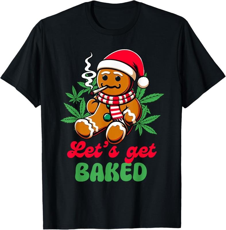 100% Cotton Christmas Xmas Cannabis Weed Lover Smoking Let's Get Baked T-Shirt Hoodie, Sweatshirt | UrbanDripWear.com
