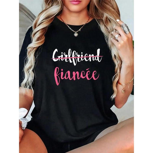 100% Cotton Couple Engagement Just Engaged T-Shirt Girlfriend Fiancee T-Shirt Casual Tops Hoodie, Sweatshirt