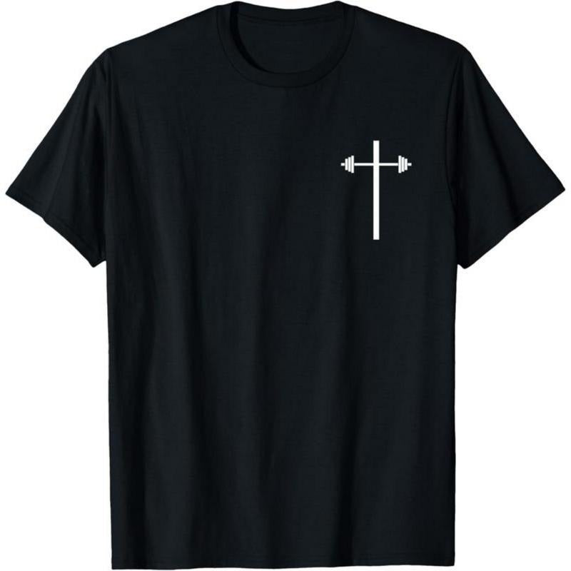 100% Cotton Dumbbell Barbell Cross Christian Gym Workout in Pocket T-Shirt Hoodie, Sweatshirt | UrbanDripWear.com