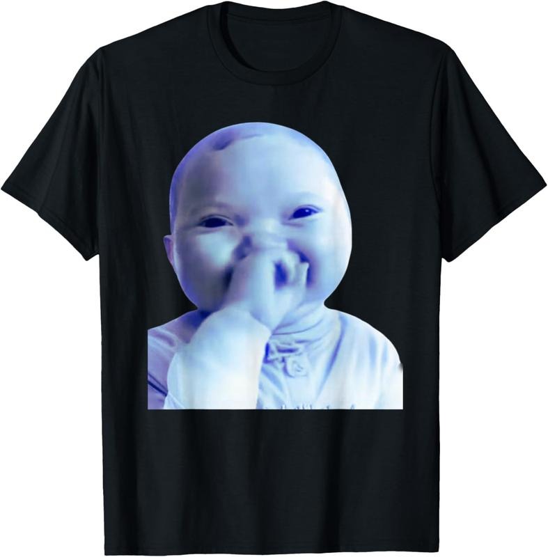 100% Cotton Funny AI Baby Holding Laugh Meme Viral Trend T-Shirt Hoodie, Sweatshirt | UrbanDripWear.com