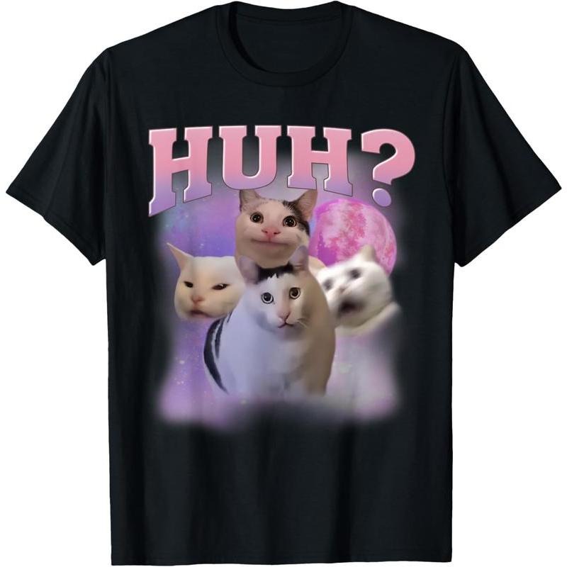 100% Cotton Funny Meme Huh Cat Shirt Cat Lovers Humor T-Shirt Hoodie, Sweatshirt | UrbanDripWear.com