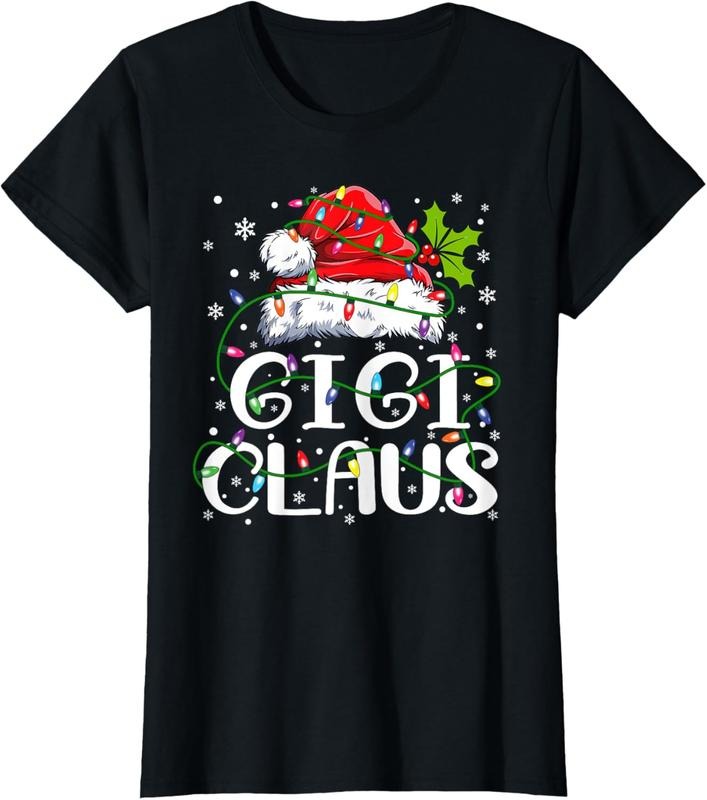 100% Cotton Gigi Claus Shirt Christmas Lights Pajama Family Matching T-Shirt Hoodie, Sweatshirt | UrbanDripWear.com