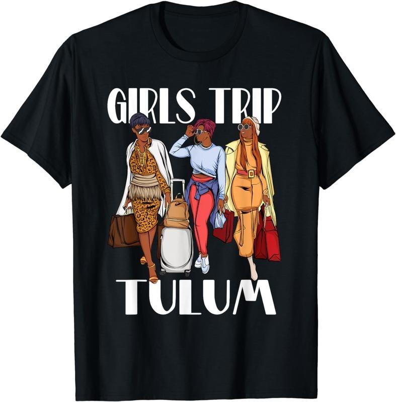 [100% Cotton]Girls Trip Tulum Mexico 2024 Vacation Weekend Black Women T-Shirt Hoodie, Sweatshirt | UrbanDripWear.com