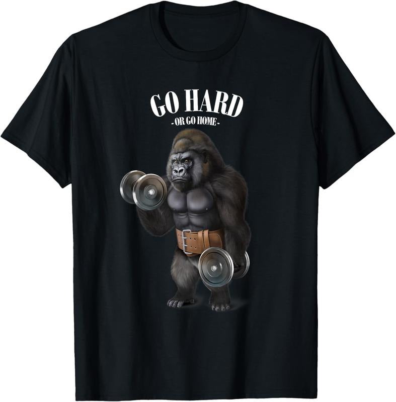 100% Cotton Gorilla Muscle Training with Dumbbell in Fitness Gym T-Shirt Hoodie, Sweatshirt | UrbanDripWear.com