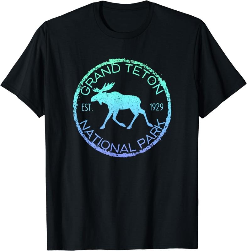 [100% Cotton]Grand Teton National Park Weathered Moose Design Souvenir T-Shirt Hoodie, Sweatshirt | UrbanDripWear.com