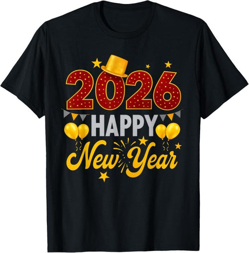 100% Cotton Happy New Year Party 2026 Ballon Family Matching Men Women T-Shirt Hoodie, Sweatshirt | UrbanDripWear.com