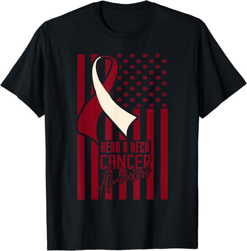 [100% Cotton]Head & Neck Cancer Awareness American Flag Burgundy Ivory T-Shirt Hoodie, Sweatshirt | UrbanDripWear.com