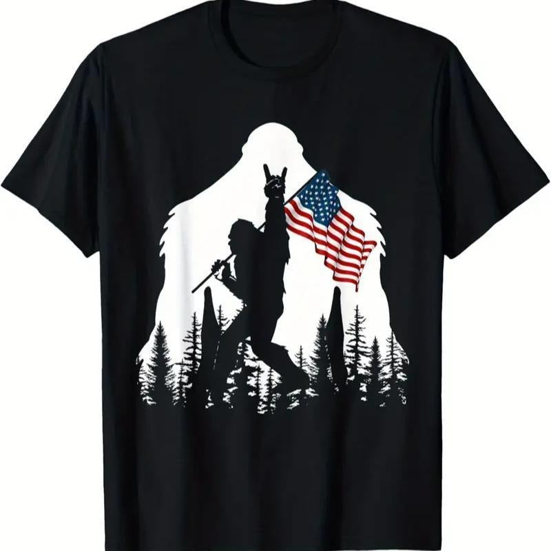 100% Cotton High Quality Funny American Flag Sasquatch Believers T-Shirt Hoodie, Sweatshirt | UrbanDripWear.com